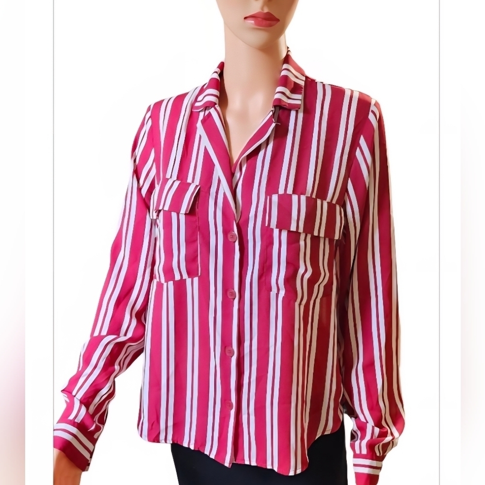 Forever 21 Pink and White Striped Button-Down Shirt